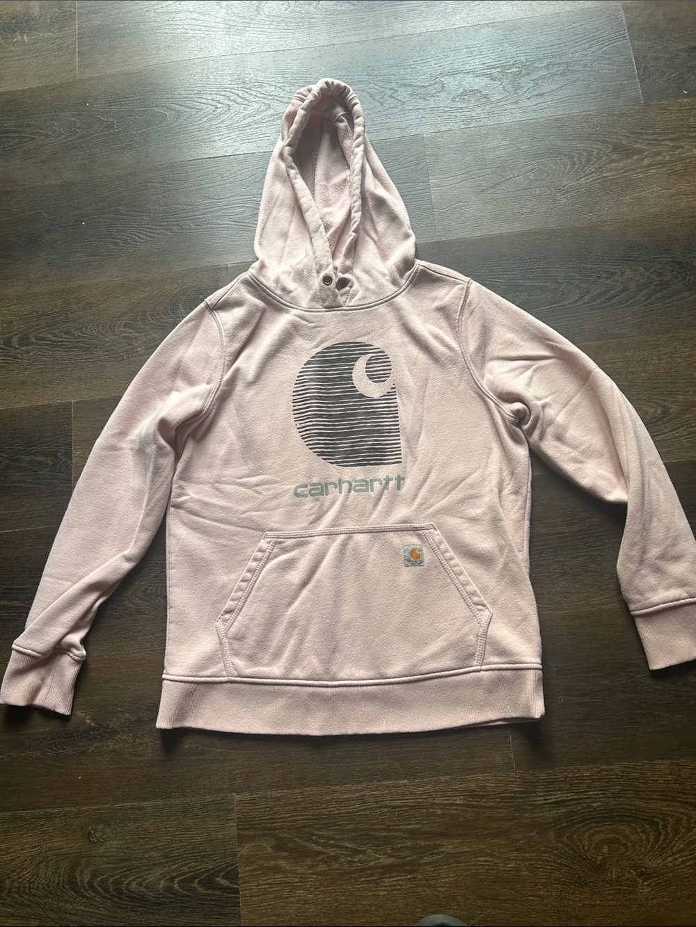 Carhartt Women's Blush Pink Hooded Logo Pullover